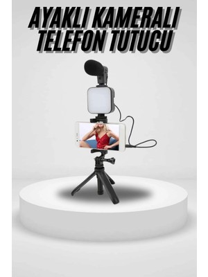 Marsilyan Akıllı Telefon Vlog Kiti Tripod Mini Mikrofonlu Telefon Tutucu