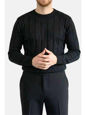 Havanna Premium Fitilli Bisiklet Yaka Triko Kazak - Siyah