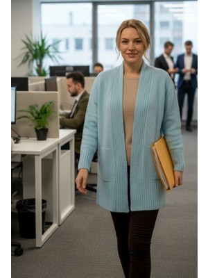 Genel Kadın Şal Yaka Cepli Uzun Hırka