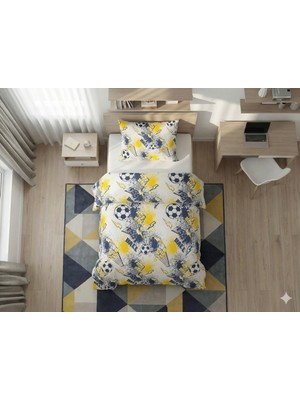 Tekstil Vagonu Tek Kişilik Lastikli Nevresim Takımı 2 Yastık Kılıflı Yumuşak Dokulu