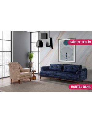 Madera Koltuk Takımı Bora Lacivert Krem