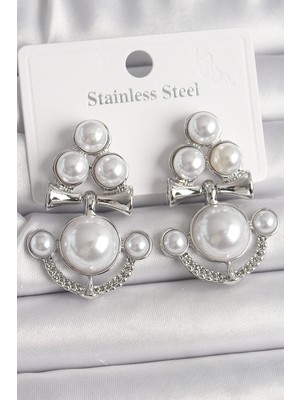 Ayder Timya Pirinç Gümüş Renk Sallantı İncili Çapa Model Kadın Küpe - TJ-BKP10086 TG/Tmya1395 219476