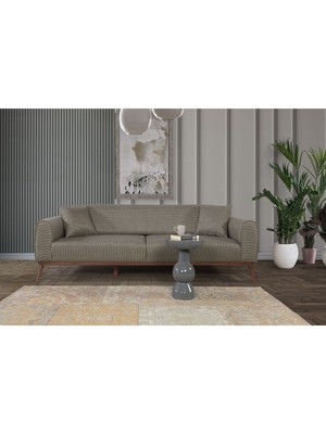 Ceneca Yataklı Kanepe Keten Koyu Yeşil Kazayağı