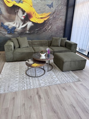 Erduran Mobilya Angelo 4 Modül Yeşil Fitilli Kadife