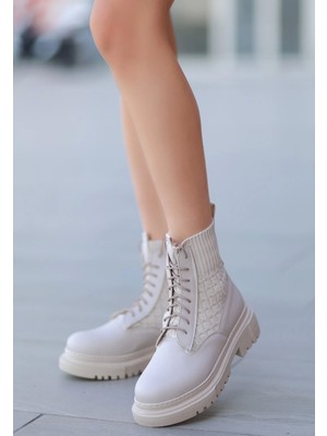 Pazarcan Utag Bej Cilt Bağcıklı Bot