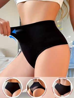 Boubon Co Siyah Yüksek Bel String Külot Göbek Toparlayan Seamless