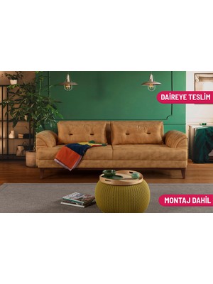 Madera Üçlü Yataklı Kanepe Bora Hardal