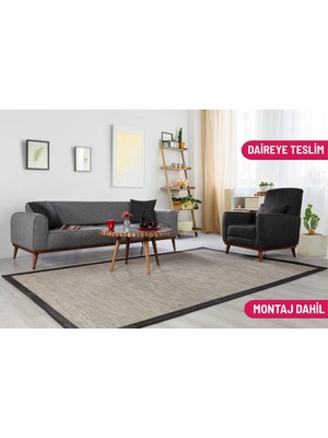 Seneka Keten Koltuk Takımı, Gri Antrasit