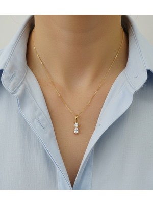 Hoolya Design Xuping Damla Zirkon Taşlı 14K Gold Premium Çelik Kolye
