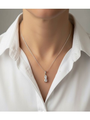 Hoolya Design Xuping Damla Zirkon Taşlı Gümüş Renk Premium Çelik Kolye