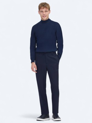 Kip Lacivert Düz Dokuma Jogging Fit Casual Pantolon