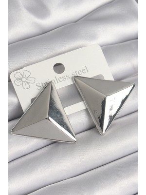 Ayder Timya Pirinç Gümüş Renk 3D Üçgen Model Kadın Küpe - TJ-BKP10230 TG/Tmya1395 219861