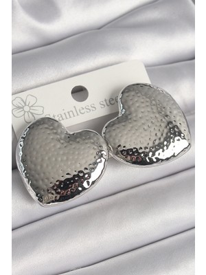 Ayder Timya Pirinç Gümüş Renk İşleme Detaylı Kalp Model Kadın Küpe - TJ-BKP10223 TG/Tmya1395 219854