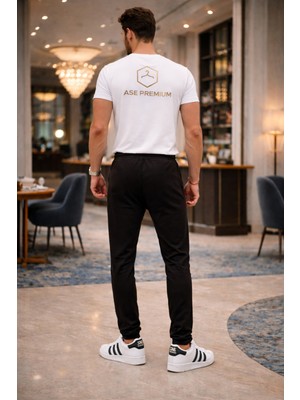 Ase Premium Erkek Siyah Koyu Ton Jogger Pantolon – Modern Fit, Günlük & Şık