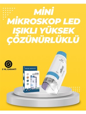 HERŞEYBURDAMODA Taşınabilir LED Işıklı Cep Mikroskop – 80X–200X Büyütme