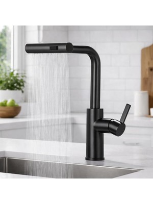 Rena Çok Modlu Spiralli Mutfak Eviye Bataryası Çek Bırak Başlık Yağmurlamalı Uzatmalı Fonksiyonel