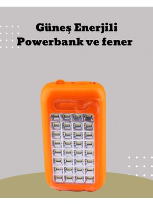 Epilons Güneş Paneli Destekli Powerbank ve LED Işıldak - 10000 Mah, Çift Usb, Outdoor Kullanım Için