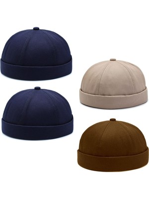 Aida Jewelss 4 Lü Set %100 Pamuk Cap Ayarlanabilir Docker Şapka Yazlık Takke Şapka Retro Şapka Takke Şapka