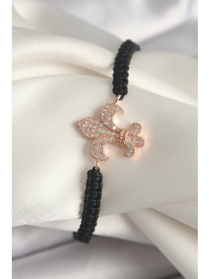 Ayder Timya Pirinç Rose Renk Zirkon Taşlı Zambak Model Asansörlü Makrome Model Kadın Bileklik - TJ-BB6802 TG/Tmya1395 219997