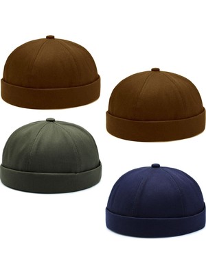 Aida Jewelss 4 Lü Set %100 Pamuk Cap Ayarlanabilir Docker Şapka Yazlık Takke Şapka Retro Şapka Takke Şapka