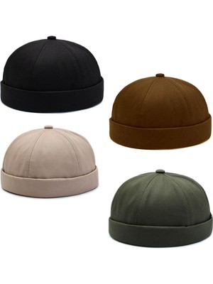 Aida Jewelss 4 Lü Set %100 Pamuk Cap Ayarlanabilir Docker Şapka Yazlık Takke Şapka Retro Şapka Takke Şapka