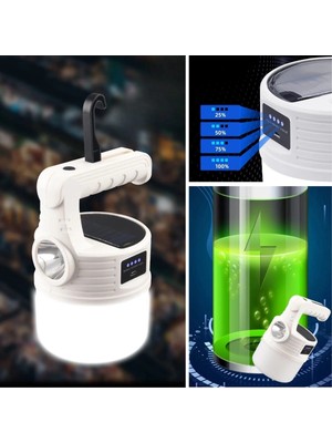 SHC4200 LED Güneş Enerjili Kamp ASI–2000 Lümen Süper Parlak, 5 Aydınlatma Modlu,usb ile Şarj Edilebilir Dış