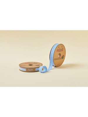 MiraLive Biye Ekoseli Katlı E01 Mavi 2 cm 25 Metre %65 Koton %35 Polyester