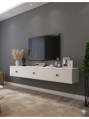 Yumedi Design TDA1801B - Miko Duvara Montaj Tv Stand 180CM Beyaz