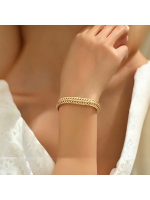 Sevil Gülgün Atelier 18 Ayar Altın Kaplama Italyan Ezme Balıksırtı Kadın Bileklik