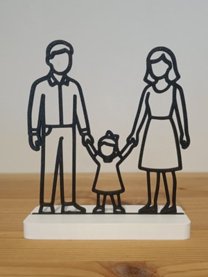 Mutlu Aile Silüeti | Ebeveyn ve Çocuk 3D Baskı Dekoratif Obje