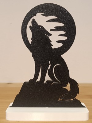 Kayalıkta Uluyan Kurt Silüeti | Dolunay Temalı 3D Baskı Dekorasyon