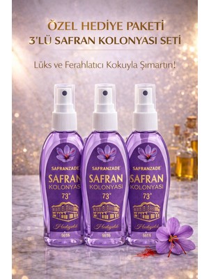 Safranzade 3'lü Set Safran Kolonyası 70° - Sprey Başlıklı Lüks Hediye Paketi
