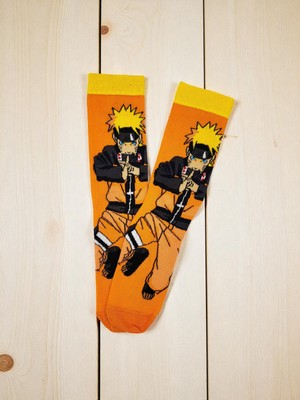 Turuncu Anime Desenli Renkli Çorap