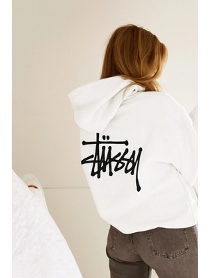 Bellanova 3 Iplik Kalın Kumaş Kapüşonlu Kanguru Cepli Arka Baskı Detaylı Oversize Rahat Günlük Hoodie
