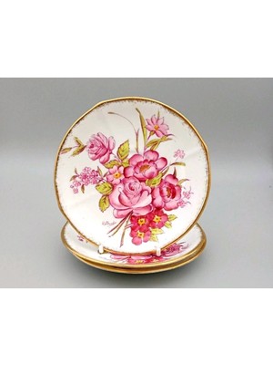 My Balli Store Roslyn China Sunning Dale 3'lü Porselen Antika Ingiliz Pasta Tabağı 15CM