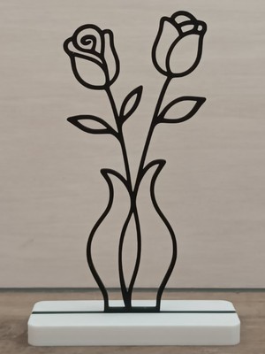 Vazoda Iki Gül Silüeti | 3D Baskı Minimalist Dekorasyon