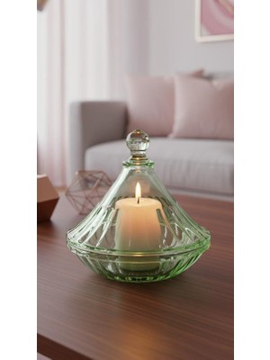 Kachkırhome Cam Şekerlik Kapaklı Yeşil Rengi Dekoratif