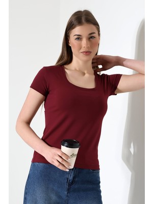 Modaplaza Kadın Kısa Kol Kare Yaka Body 21069