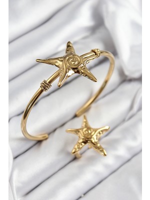 Ayder Timya Pirinç Deniz Yıldızı Model Gold Renk Bileklik Yüzük Set - TJ-BB7600 TG/Tmya1395 223782
