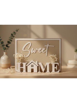 Antilop Sweet Home Yazılı Dekoratif Pano – Modern Ev & Duvar Dekoru 3D Baskı