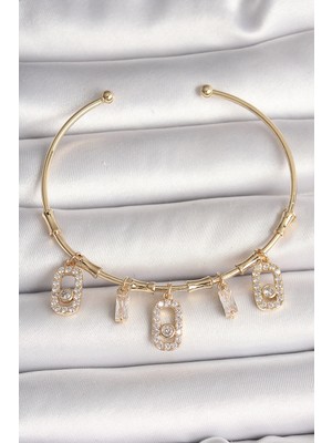 Ayder Timya Pirinç Gold Renk Sallantı Zirkon Taşlı Messika Figür Charm Kadın Bileklik - TJ-BB6893 TG/Tmya1395 220689