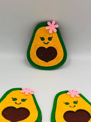 Duck Hoby 5 Adet Keçe Motif Avokado, 6 cm Keçe Süs, Keçe Arma, Süsleme