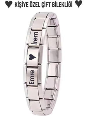 C&On Design Çiftlere Özel Harf Yazılı Italyan Charm Çelik Bileklik Sevgiliye Hediye- Çift Bilekliği (2 Adet)
