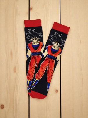 Siyah Anime Desenli Renkli Çorap