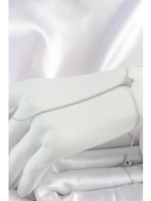 Ayder Timya Pirinç Gümüş Renk Su Yolu Zirkon Taşlı İşlemeli Yonca Model Kadın Şahmeran - TJ-SN626 TG/Tmya1395 220994