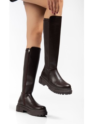 Arda Bayan ÇIZME812-300 Kahverengi Fermuarlı Günlük Kadın Çizme