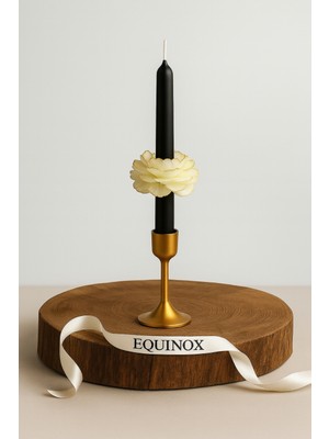 Equinox Mum 1 Adet Siyah Şamdan Mumunda Gold Işıltılı Şakayık Çiçeği (Sadece Mum) |dekoratif| Hediyelik