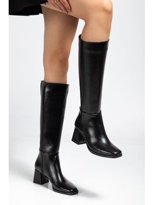 Arda Kadın ÇIZME4804 Siyah Kırışık Fermuarlı Günlük Bayan Çizme