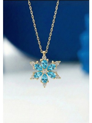 Çekirdek Jewelry 925 Ayar Gümüş Akua Taşlı Kamelya Çiçeği Kolye