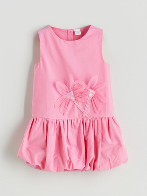 Lc Waikiki Yeni Sezon Çiçek Aplikeli Kız Çocuk Balon Elbise